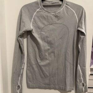 lululemon athletica Gray Striped Long Sleeve Top